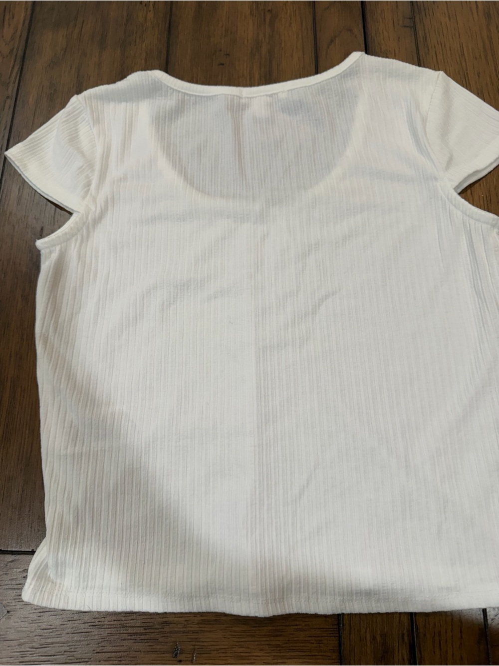 Gianni Bini White Ribbed Scoop Neck Short Sleeve Tee M - Picture 4 of 6